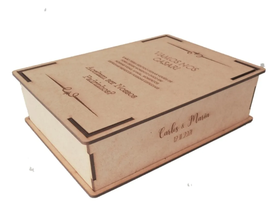 10 Caixas Casamento Convite Para Padrinhos Personalizado Mdf