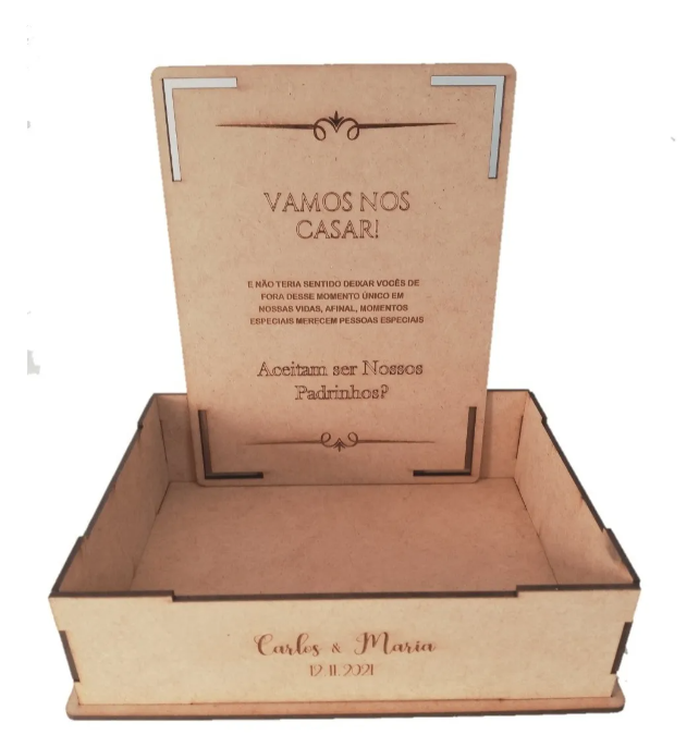 10 Caixas Casamento Convite Para Padrinhos Personalizado Mdf