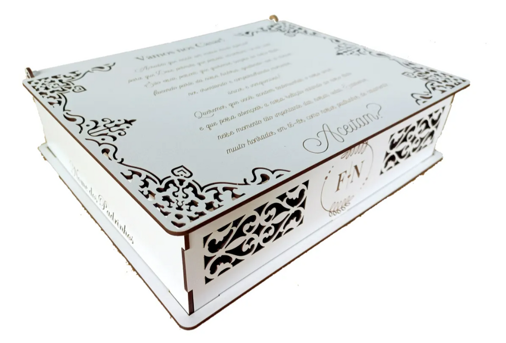 Kit 10 Caixas Para Casamento Convite Padrinhos Em Mdf