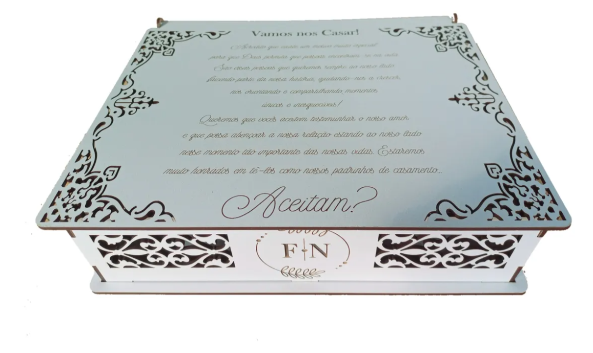 Kit 10 Caixas Para Casamento Convite Padrinhos Em Mdf