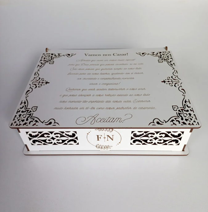 Kit 10 Caixas Para Casamento Convite Padrinhos Em Mdf