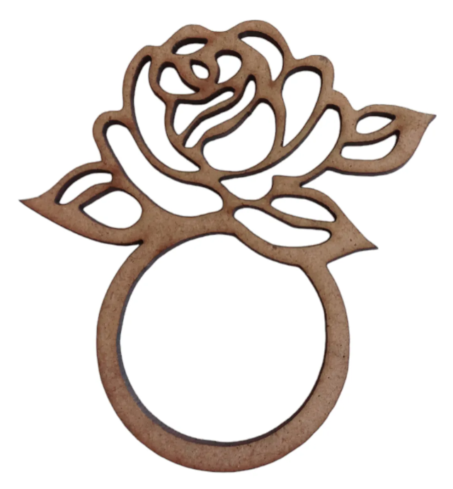 Kit 10 Sousplat Supla Provençal + Porta Guardanapo Anel Mdf - Marrom-claro - Florido